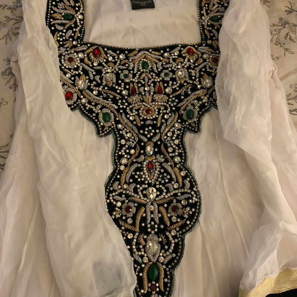 White and velvet pakistani dress